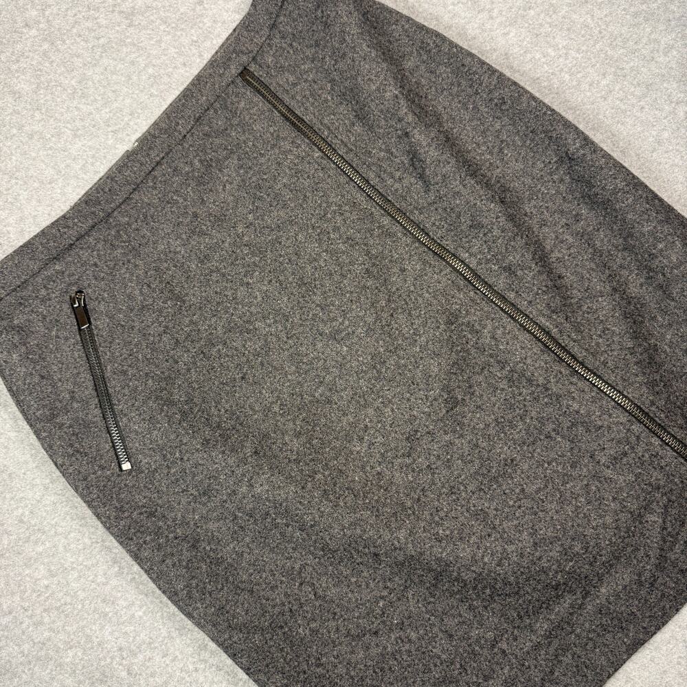 J.Crew Wool Blend Moto Zip Pencil Skirt Gray Academia Office Old Money